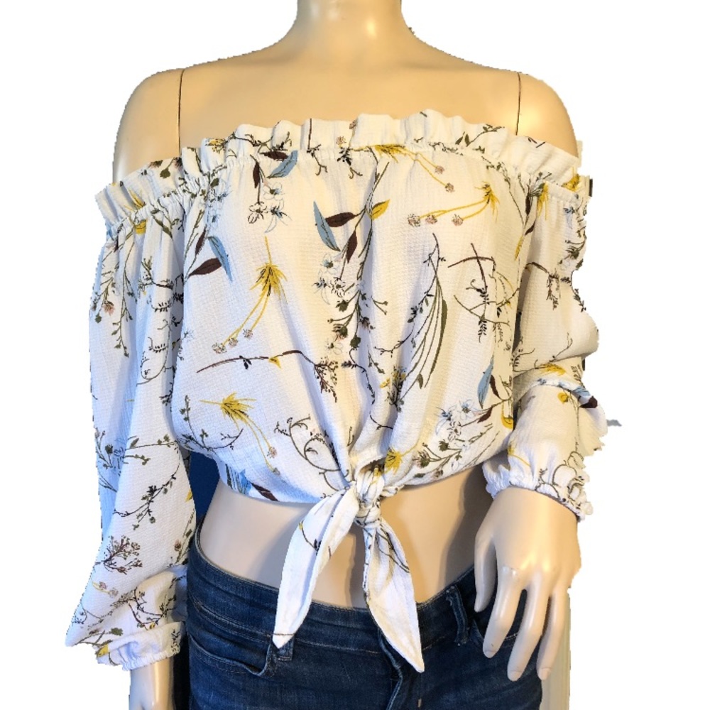 White Floral Crop Top